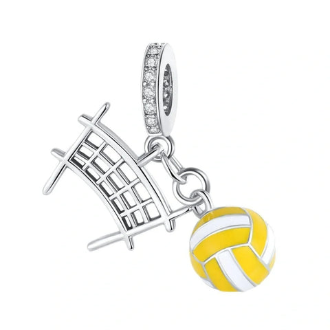 Volleyball Net and Ball Duo Charm - jewlouli volleyball-net-and-ball-duo-pandora-charm-jewelry fits pandora bracelet