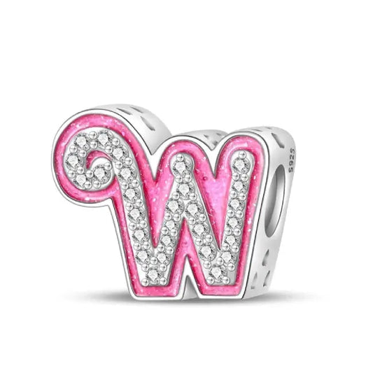 W pink charm letter