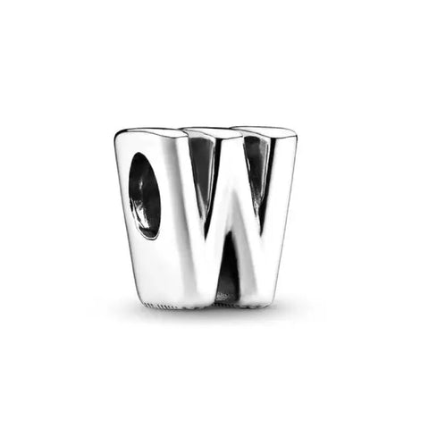 Silver Letter Clear W Charm
