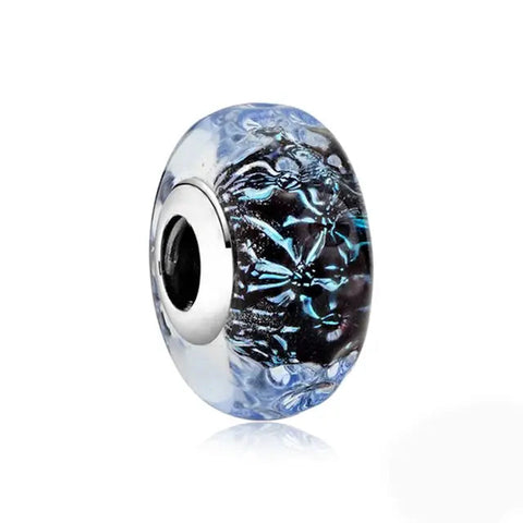 Wavy Dark Blue Murano Glass Ocean Charm - Wavy Dark Blue Murano Glass Ocean Charm
