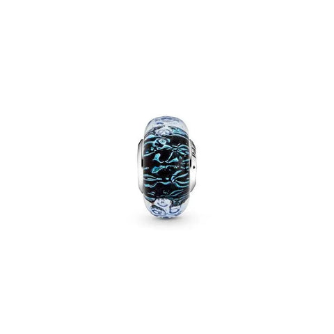 Wavy Dark Blue Murano Glass Ocean Charm - Wavy Dark Blue Murano Glass Ocean Charm