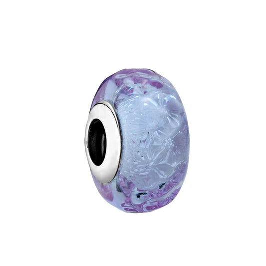 Wavy Lavender Murano Glass Charm - Wavy lavender Murano glass charm, ideal for adding soft color to jewelry.