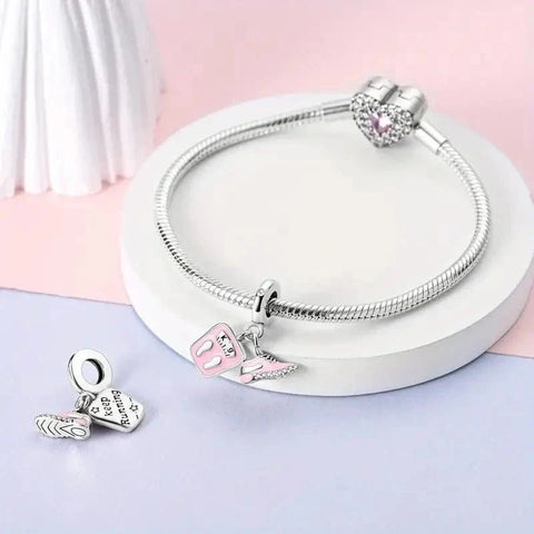 jewlouli weighing-scale-pink-sneakers-dangle-pandora-charm-jewelry__ fits pandora bracelet