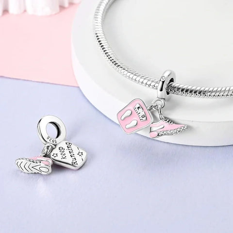 jewlouli weighing-scale-pink-sneakers-dangle-pandora-charm-jewelry__ fits pandora bracelet