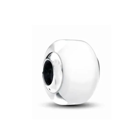 White Mini Murano Glass Charm - White Mini Murano Glass Charm - Simple and elegant white Murano glass charm, ideal for adding a classic touch.