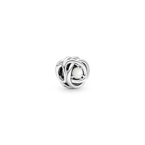 White Mother of Pearl Eternity Circle Charm - June - White Mother of Pearl Eternity Circle Charm - June