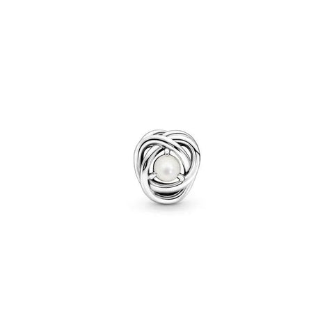 White Mother of Pearl Eternity Circle Charm - June - White Mother of Pearl Eternity Circle Charm - June
