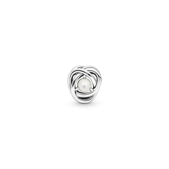 White Mother of Pearl Eternity Circle Charm June - Mother of pearl eternity circle for June, ideal for timeless jewelry.