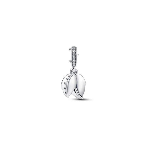 White Rose in Bloom Double Dangle Charm