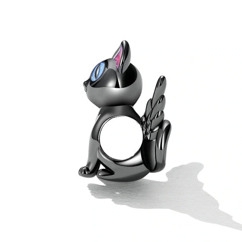 jewlouli winged black cat with colorful eyes pandora charm jewelry fits pandora bracelet