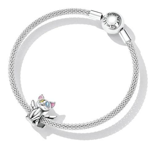 Winged Cat with Colorful Eyes Charm - Winged Cat with Colorful Eyes Charm