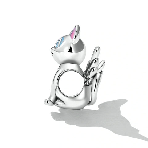 Winged Cat with Colorful Eyes Charm - Winged Cat with Colorful Eyes Charm