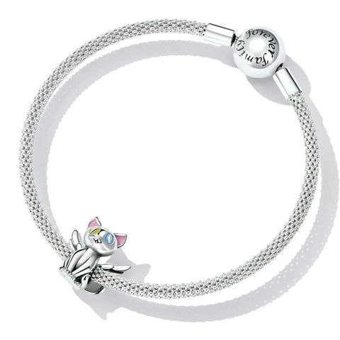 jewlouli winged cat with colorful eyes pandora charm jewelry fits pandora bracelet