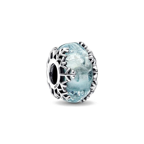 Winter Blue Snowflake Murano Charm