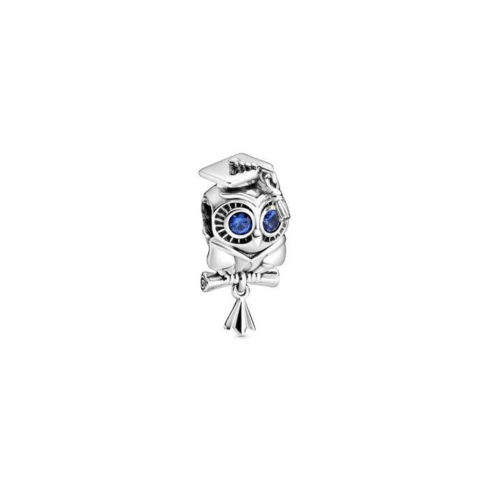 Wise Owl Graduation Charm - Graduation-themed owl charm, representing knowledge and success, a meaningful piece.