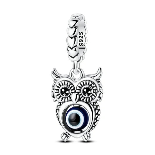 jewlouli wise owl with evil eye dangle charm jewlouli jewelry fits pandora bracelet