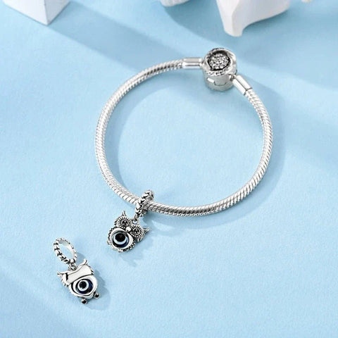 Wise Owl with Evil Eye Dangle Charm