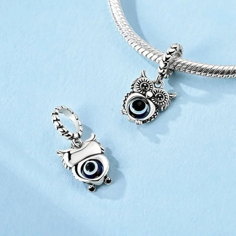 jewlouli wise owl with evil eye dangle charm jewlouli jewelry fits pandora bracelet