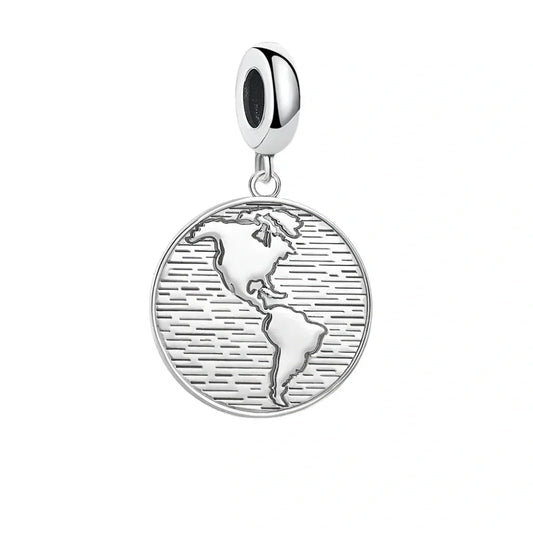 Silver globe charm.