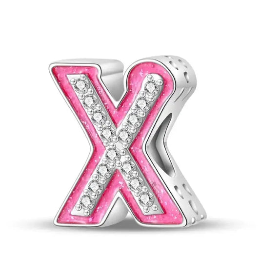 X pink charm letter