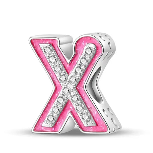 X pink charm letter for pandora bracelets