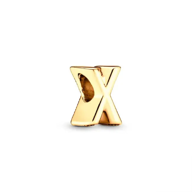 X gold charm letter for pandora bracelets