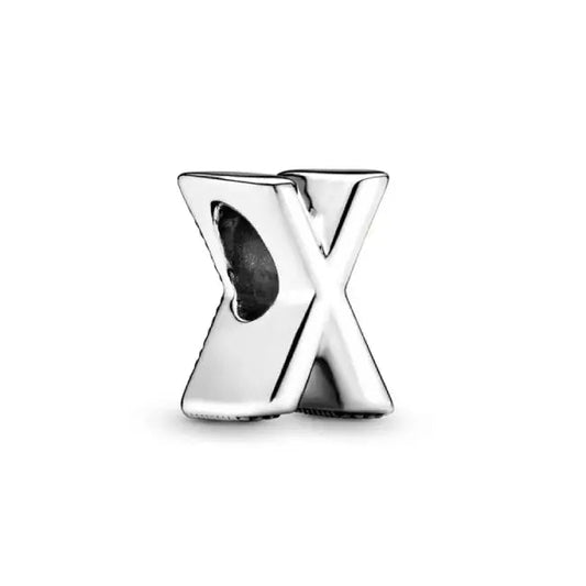 Silver Letter Clear X Charm