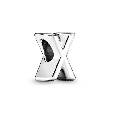 Silver Letter Clear X Charm - Silver Letter X Charm