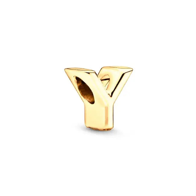 Y gold charm letter for pandora bracelets