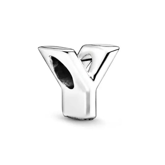 Silver Letter Clear Y Charm