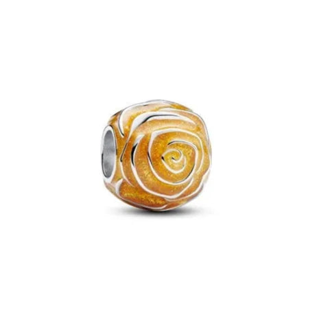 Yellow Rose in Bloom Charm - Charming yellow rose in bloom, adding a touch of floral beauty to bracelets.