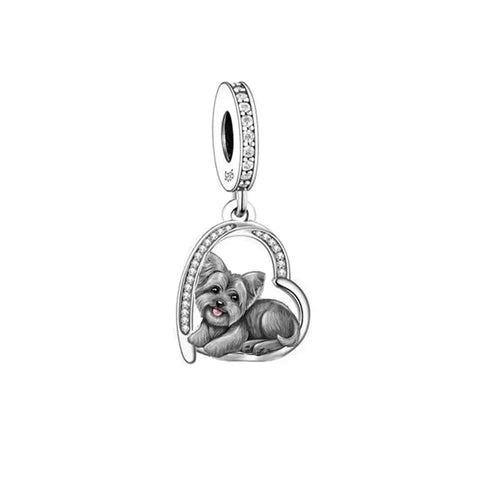 Yorkie Love Heart Charm - Yorkie Love Heart Charm