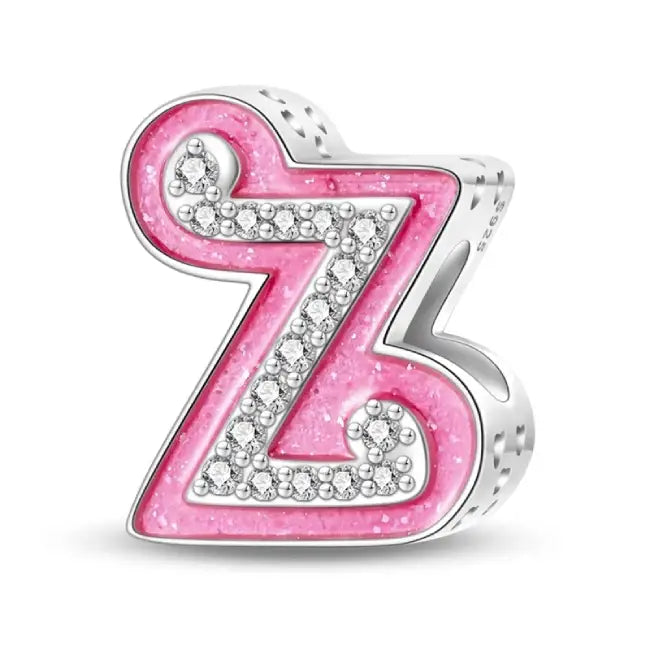 Z pink charm letter for pandora bracelets