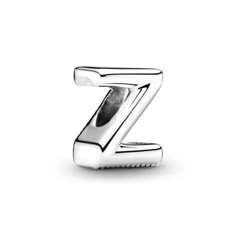 Silver Letter Clear Z Charm - Silver Letter Z Charm