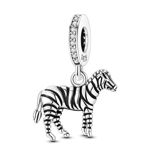 Zebra Silver Dangle Charm