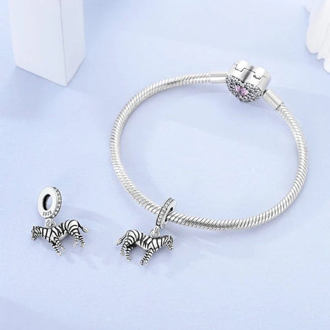 Zebra Silver Dangle Charm - Zebra Silver Dangle Charm