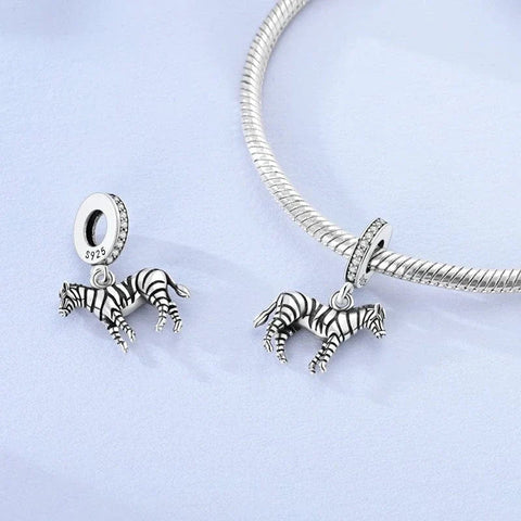 Zebra Silver Dangle Charm - Zebra Silver Dangle Charm