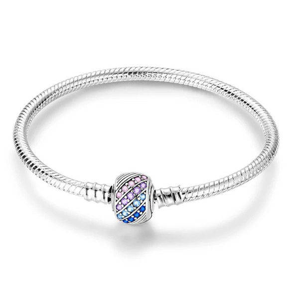 Premium Sterling Silver Snake Chain Charm Bracelet - Sleek silver snake chain bracelet ideal for Pandora charm collections.