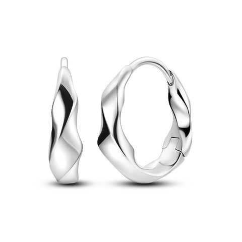 Modern Sterling Silver Twisted Hoop Earrings - Sterling silver hoop earrings with twisted design.