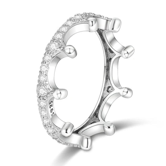 Sterling Silver Crown Eternity Band - Regal Sparkle