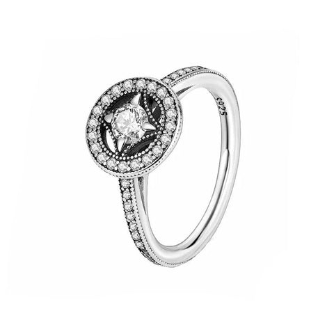 Vintage-Silver ring clear cubic zirconia - Vintage-Silver ring with clear cubic zirconia