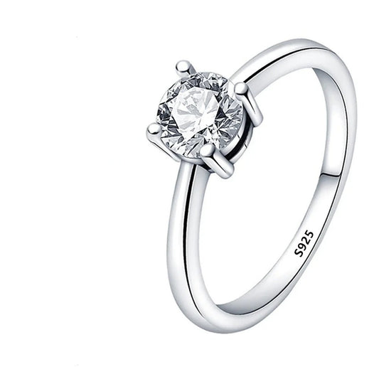 Classic Sterling Silver Solitaire-Wedding Ring