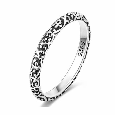 Silver Oxidized Filigree Band Ring - Silver Oxidized Filigree Band Ring