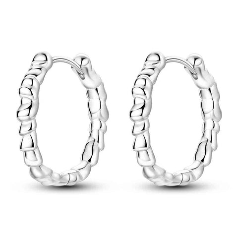 Stylish Sterling Silver Textured Chain Hoop Earrings - Sterling silver textured chain hoop earrings with a unique design.