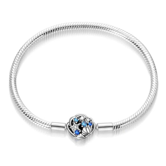 Ocean treasure charm sterling silver snake chain bracelet with starfish and shells