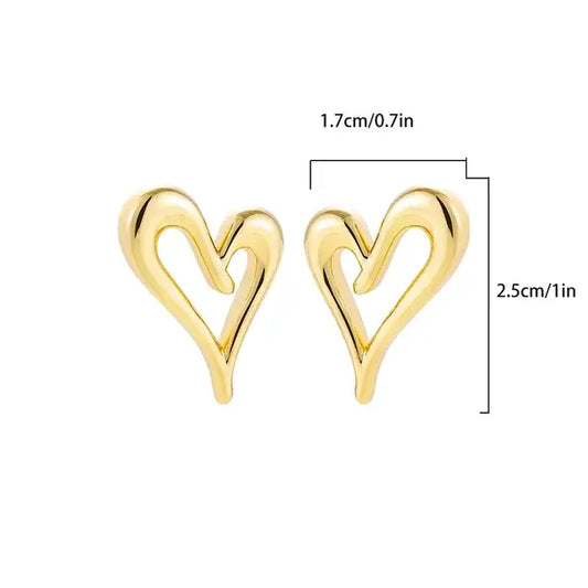 Gold heart hoop earbands with an open heart design, measuband .cm in height and .cm in width.