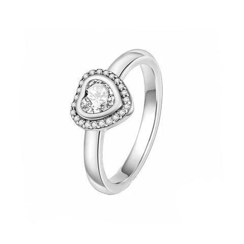Silver Heart Halo wedding Ring CZ Center - Silver Heart Halo wedding Ring with CZ Center