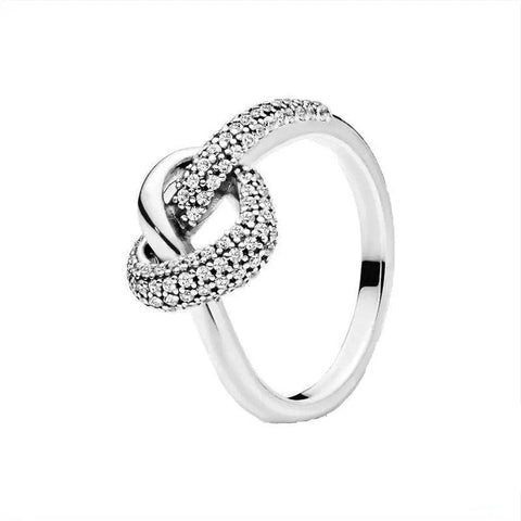 Sterling Silver Knot Heart Ring Pave CZ - Sterling Silver Knot Heart Ring with Pave CZ