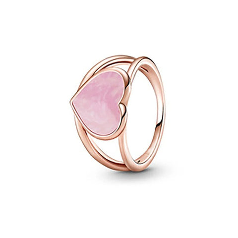 Rose Gold Pink Heart Statement Ring - Rose Gold Pink Heart Statement Ring