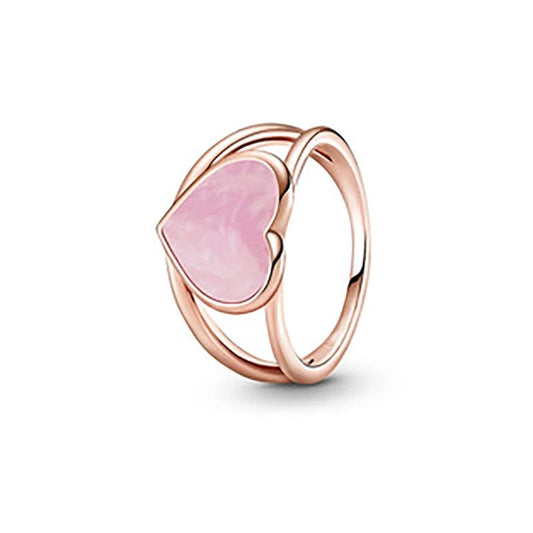 Rose Gold Pink Heart Statement Ring